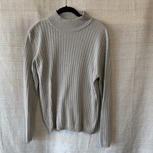 Studio Works Light Gray Ribbed Turtleneck Sweater